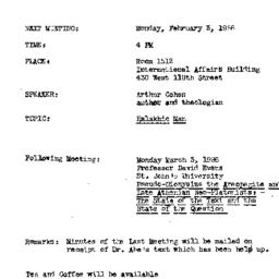 Announcements, 1986-02-03. ...