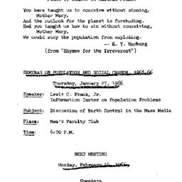 Announcements, 1966-01-14. ...