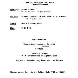 Announcements, 1965-11-03. ...