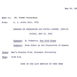 Announcements, 1961-05-10. ...