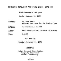 Announcements, 1972-10-16. ...