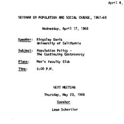 Announcements, 1968-04-04. ...