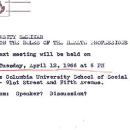 Announcements, 1966-03-30. ...