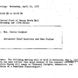 Announcements, 1977-04-13. ...