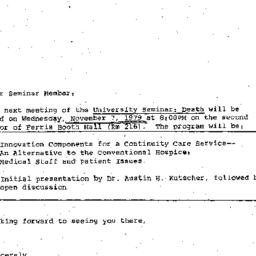 Announcements, 1979-11-07. ...