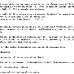 Minutes, 1975-01-22. Death,...