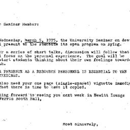 Announcements, 1975-03-05. ...