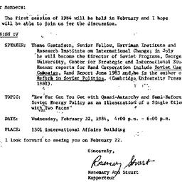 Announcements, 1984-02-03. ...