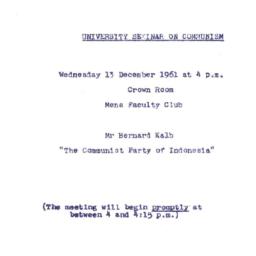 Announcements, 1961-12-13. ...
