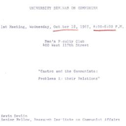 Announcements, 1967-10-18. ...