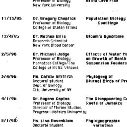 Schedules, Population Biolo...