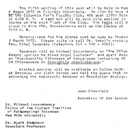 Announcements, 1972-02-16. ...