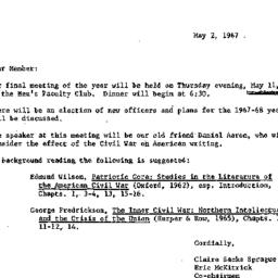 Announcements, 1967-05-02. ...
