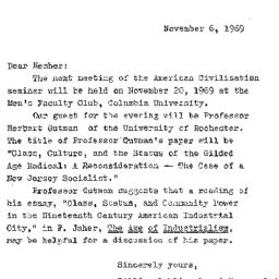 Announcements, 1969-11-06. ...