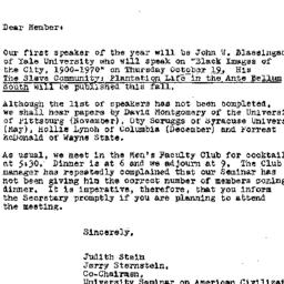 Announcements, 1972-10-03. ...