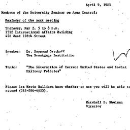 Minutes, 1985-04-09. Arms C...