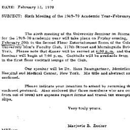 Announcements, 1970-02-12. ...