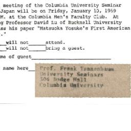 Announcements, 1969-01-10. ...