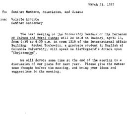 Announcements, 1982-04-13. ...