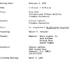 Minutes, 1982-02-09. The Pe...