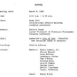 Minutes, 1982-03-09. The Pe...