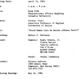 Minutes, 1981-04-14. The Pe...