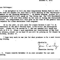 Announcements, 1972-10-09. ...