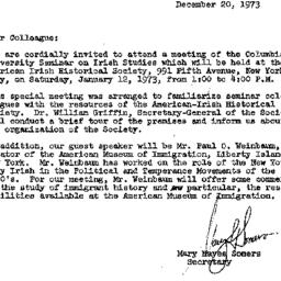 Announcements, 1973-12-20. ...
