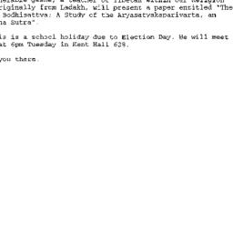 Announcements, 2000-11-03. ...