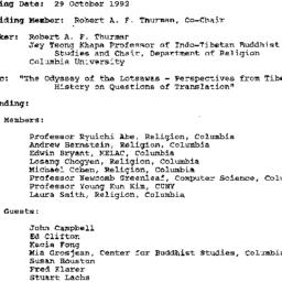 Minutes, 1992-10-29. Buddhi...