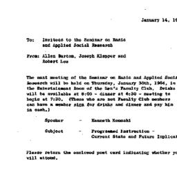 Announcements, 1964-01-14. ...