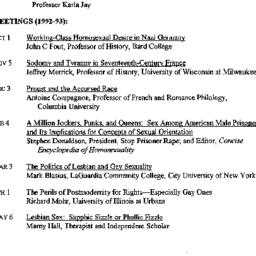 Schedules, Homosexualities,...