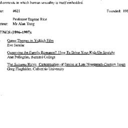Schedules, Homosexualities,...