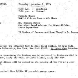 Announcements, 1974-11-07. ...
