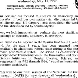 Announcements, 1998-05-13. ...