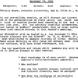 Announcements, 1985-12-10. ...