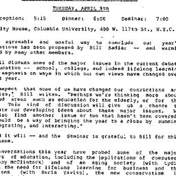 Announcements, 1985-04-09. ...