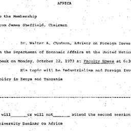 Announcements, 1973-10-22. ...