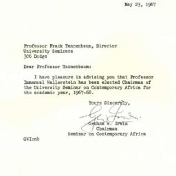Correspondence, 1967-05-23....