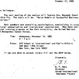 Announcements, 1983-10-17. ...