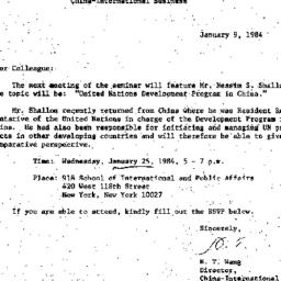 Announcements, 1984-01-09. ...