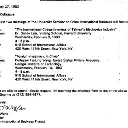 Announcements, 1993-01-27. ...
