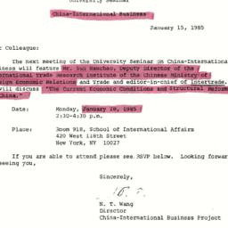 Announcements, 1985-01-15. ...