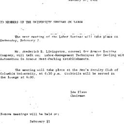 Announcements, 1962-01-31. ...