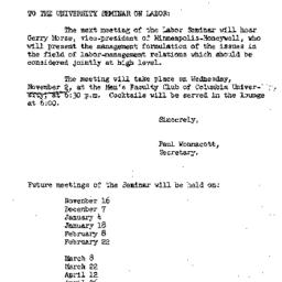 Announcements, 1960-10-24. ...