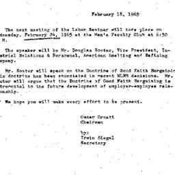 Announcements, 1965-02-18. ...