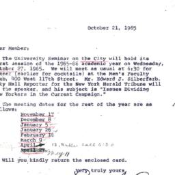 Announcements, 1965-10-21. ...