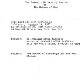 Announcements, 1977-01-14. ...