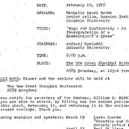 Announcements, 1976-02-20. ...