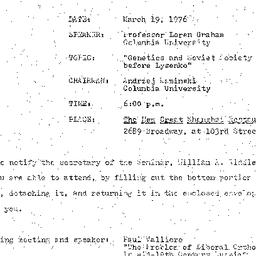 Announcements, 1976-03-19. ...